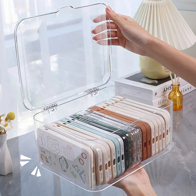 Face Mask Storage Box - กล่องคัดแยกหน้ากากใบหน้าหน้ากากปิดหน้ากันฝุ่นตะกร้าการจัดเก็บของเบ็ดเตล็ดอะคริลิกแบบโปร่งใสความจุสูงกล่องจัดระเบียบเคสโทรศัพท์