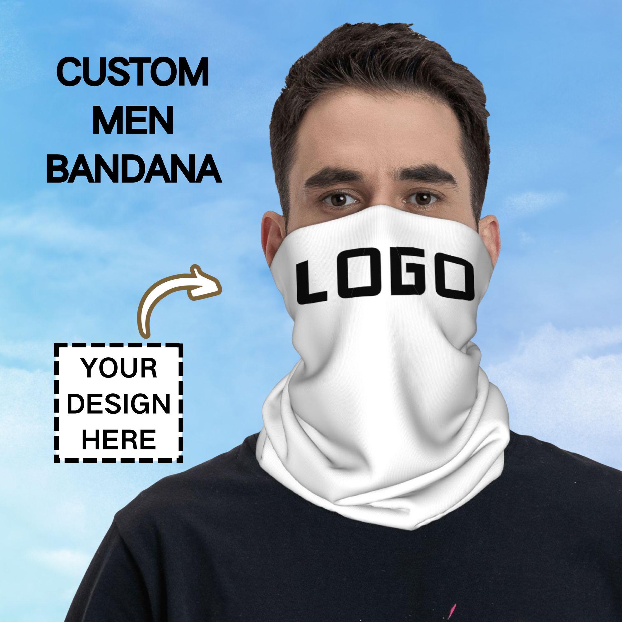 Neck Gaiter Face Cover - ผ้าพันคอแบบไร้รอยต่อพิมพ์ลายโลโก้ตามสั่ง สำหรับผู้ชาย ผ้าพันคอแบบสปอร์ต ผ้าปิดหน้าเนื้อนุ่ม สบาย ใช้ได้หลากหลาย