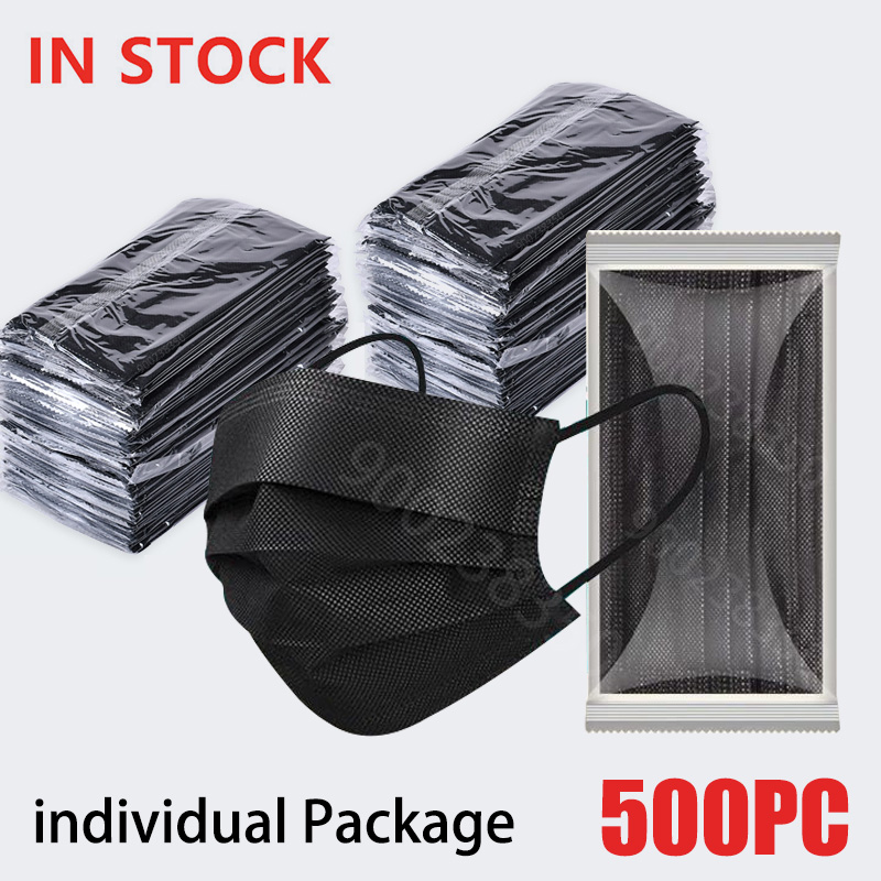 Disposable Surgical Mask - 10-500 ชิ้นผู้ใหญ่หน้ากากทิ้งแต่ละแยกแพคเกจ masque noir Anti -