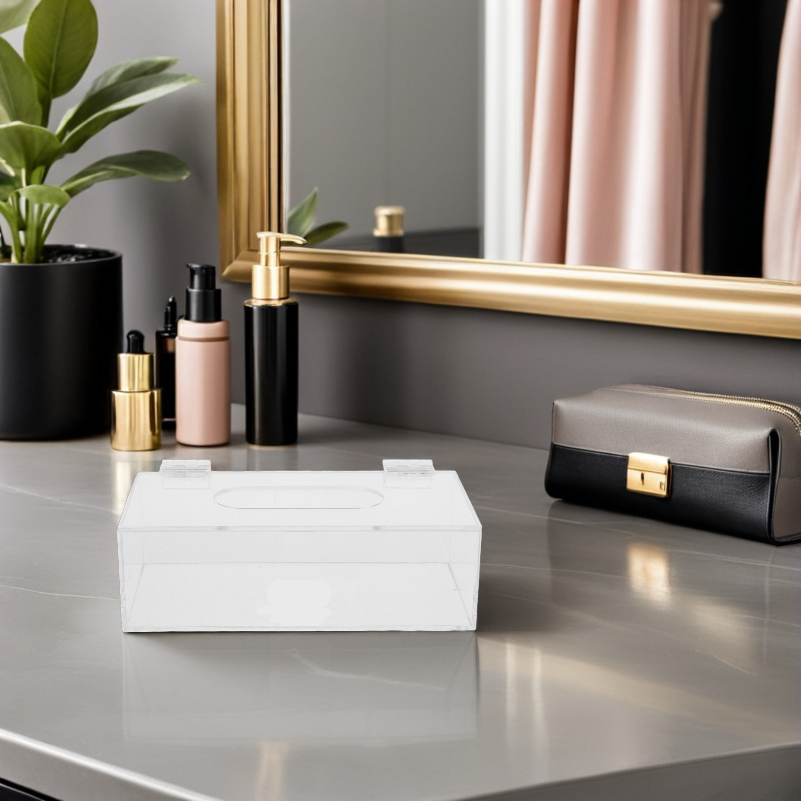 Face Mask Storage Box - กล่องเก็บหน้ากากอะคริลิกใส ขนาด 7.9x4x2.6 นิ้ว ฝาปิดแบบมีบานพับ กล่องใส่หน้ากากแบบพกพา