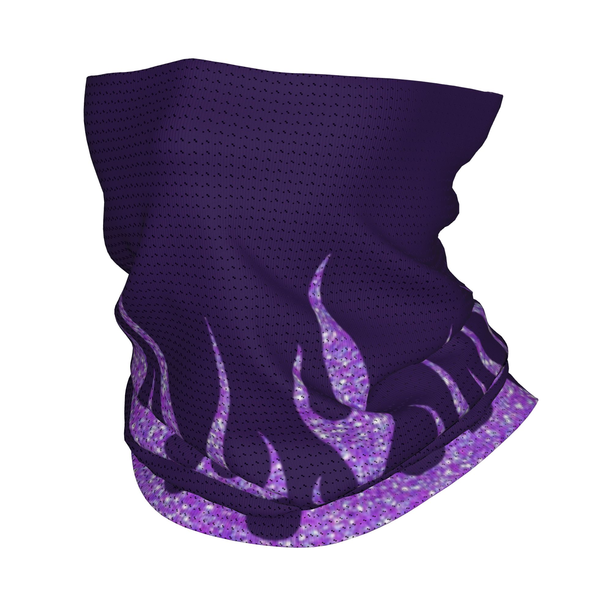 Neck Gaiter Face Cover - ผ้าพันคอปิดหน้าแบบมีกลิตเตอร์สีม่วงลายเปลวไฟ ป้องกันรังสียูวี สำหรับผู้ชายและผู้หญิง ผ้าคลุมศีรษะแบบท่อ บาลาคลาวา