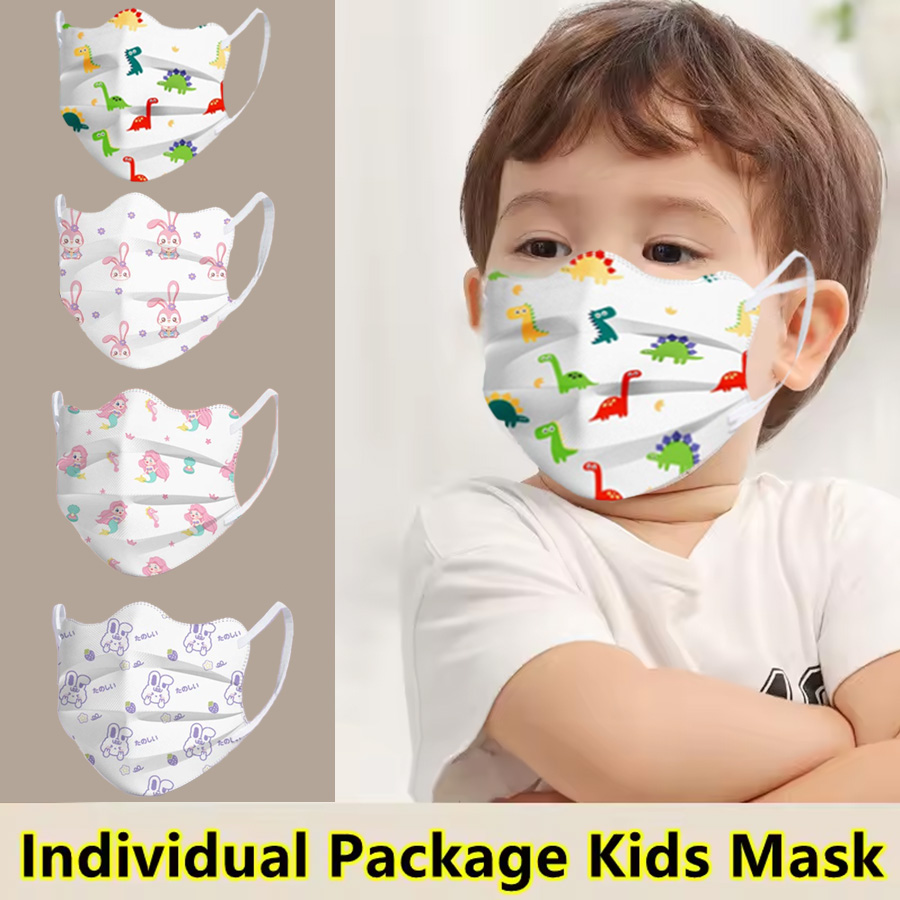 Kids Face Mask - การออกแบบผีเสื้อเด็กการ์ตูนพอกหน้าทิ้งระบายอากาศ 3 ชั้น Morandi สีหน้ากากป้องกันใบหน้า V