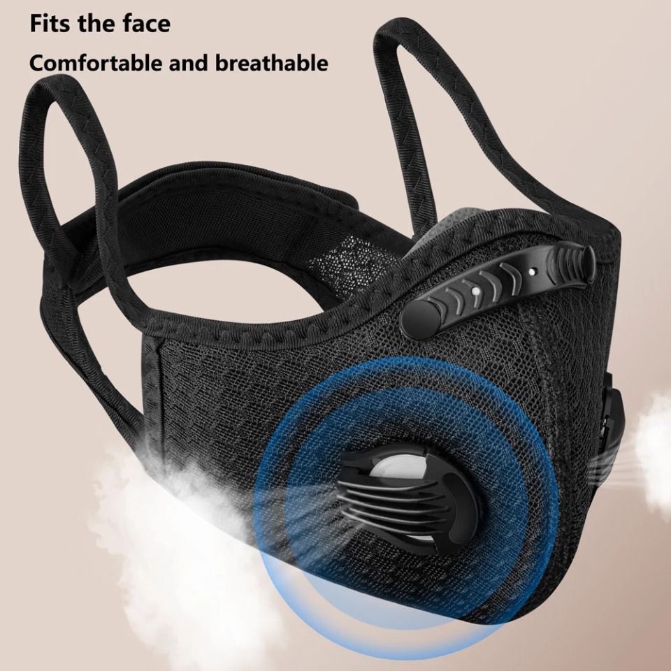 Anti Pollution Mask - 1PCS หน้ากากปั่นจักรยานพร้อมหน้ากากกรองคาร์บอน PM2.5 ป้องกันมลพิษล้างทำความสะอาดได้หน้ากากกีฬากลางแจ้งหน้ากากฝึกซ้อมกีฬา
