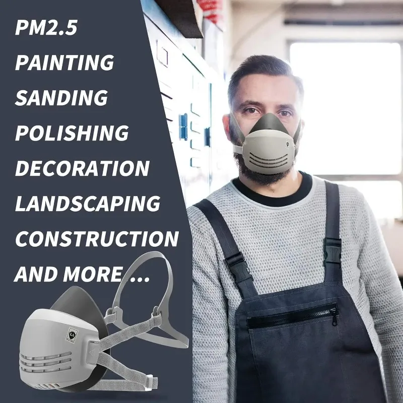 Dust Mask Construction - หน้ากากกันฝุ่น + หน้ากากกรองผ้าฝ้าย20ชิ้นหน้ากากกันฝุ่นครึ่งหน้าหน้ากากป้องกันก๊าซพิษจากหมอกควันจากการก่อสร้างในอุตสาหกรรม