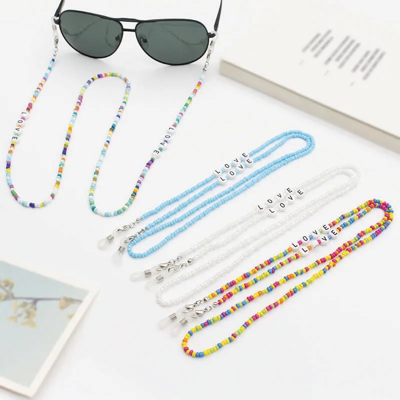Mask Chain Holder - 2024หน้ากากขาตั้งสายคล้องมือแฟชั่นสีอะคริลิกแบบนิ่มสำหรับผู้หญิงแว่นตาลูกปัดหัวใจสายคล้องคอ