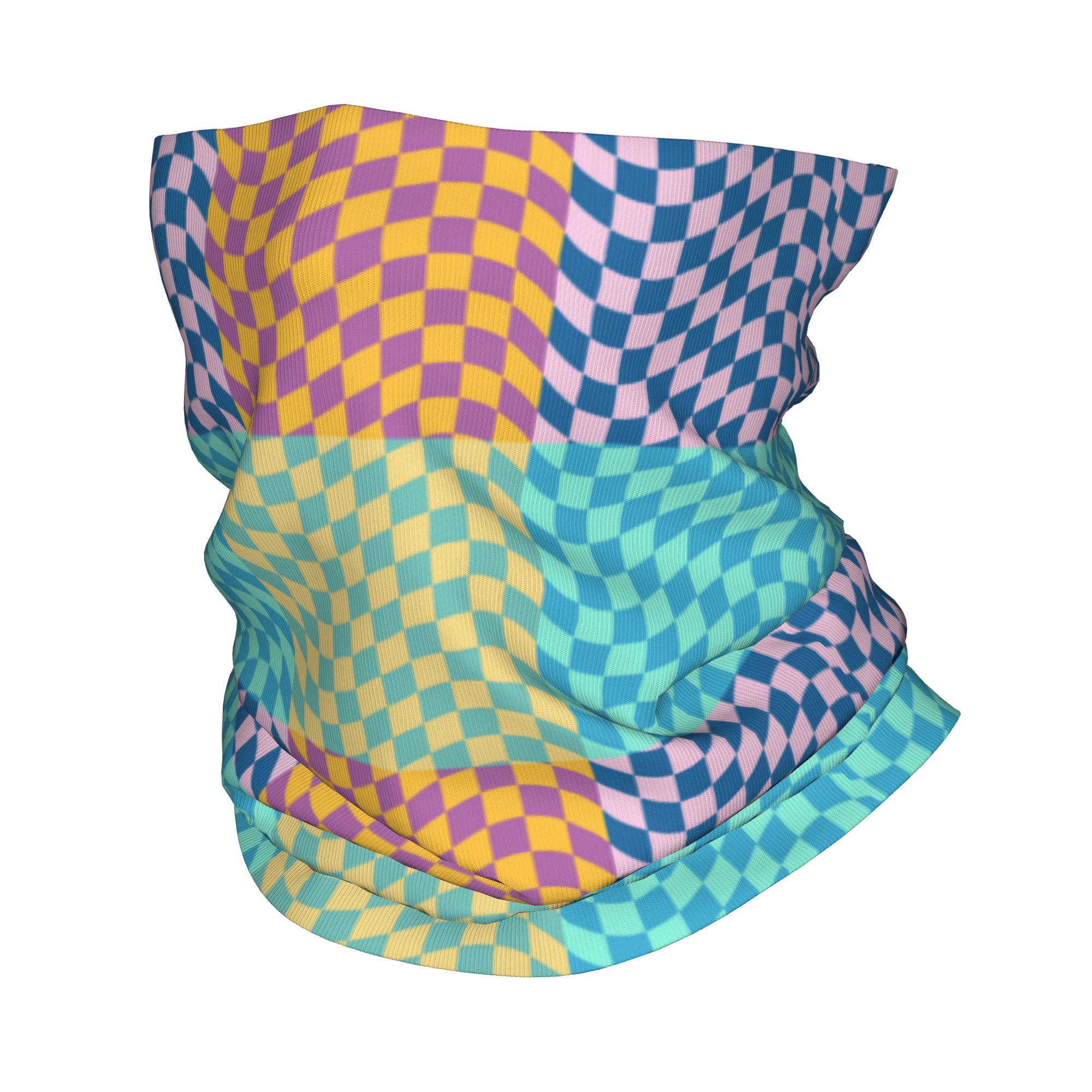 Neck Gaiter Face Cover - ผ้าพันคอแบบเช็คเกอร์สีตามสั่ง ป้องกันลม ผ้าคลุมหน้า ผ้าคลุมศีรษะ สำหรับผู้ชายและผู้หญิง